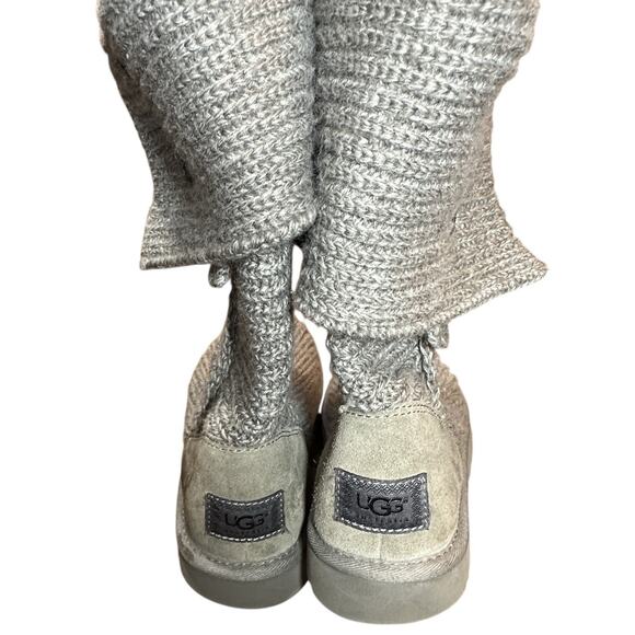 UGG Gray Knit Boots Women’s Size 10 Knee High Or Ankle Adjustable SN 5819 - Picture 9 of 16